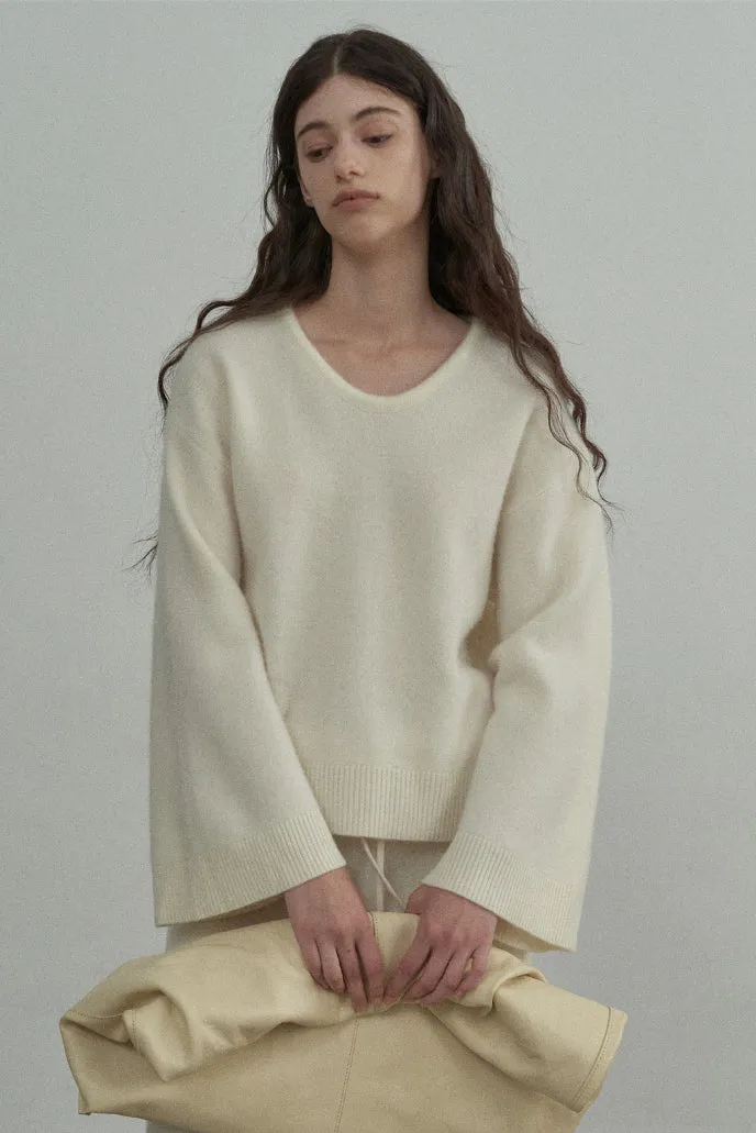 100 wool soft wide sleeve pullover sweater | 5 color