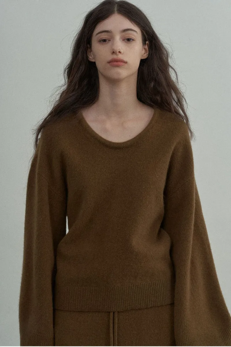 100 wool soft wide sleeve pullover sweater | 5 color