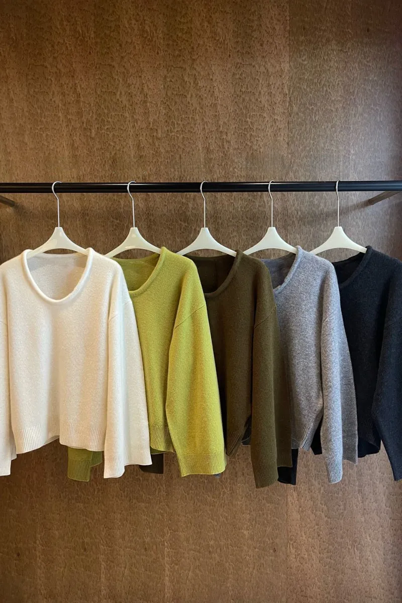 100 wool soft wide sleeve pullover sweater | 5 color