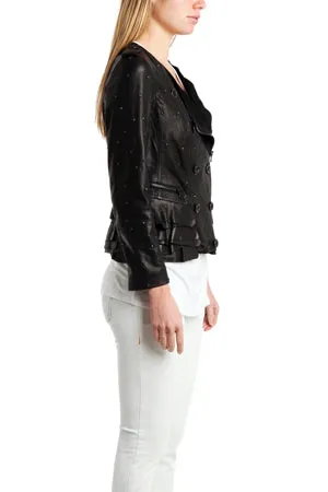 3.1 Phillip Lim Studded Ruffle Leather Jacket