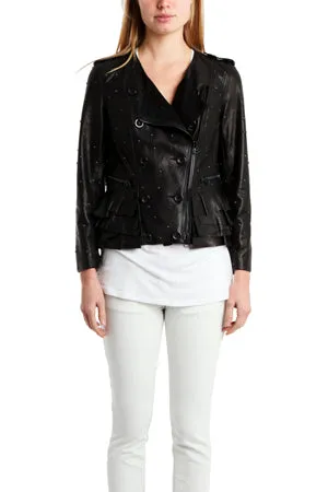 3.1 Phillip Lim Studded Ruffle Leather Jacket