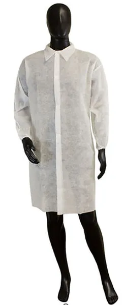 (50/Case) Premium White Lab Coats | 44" long, 40 gram, Elastic Wrists