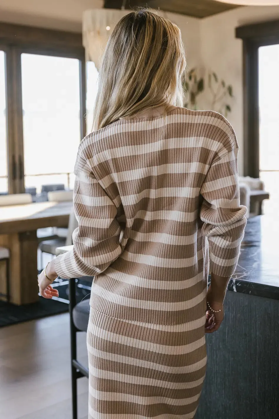 Alani Striped Sweater in Taupe