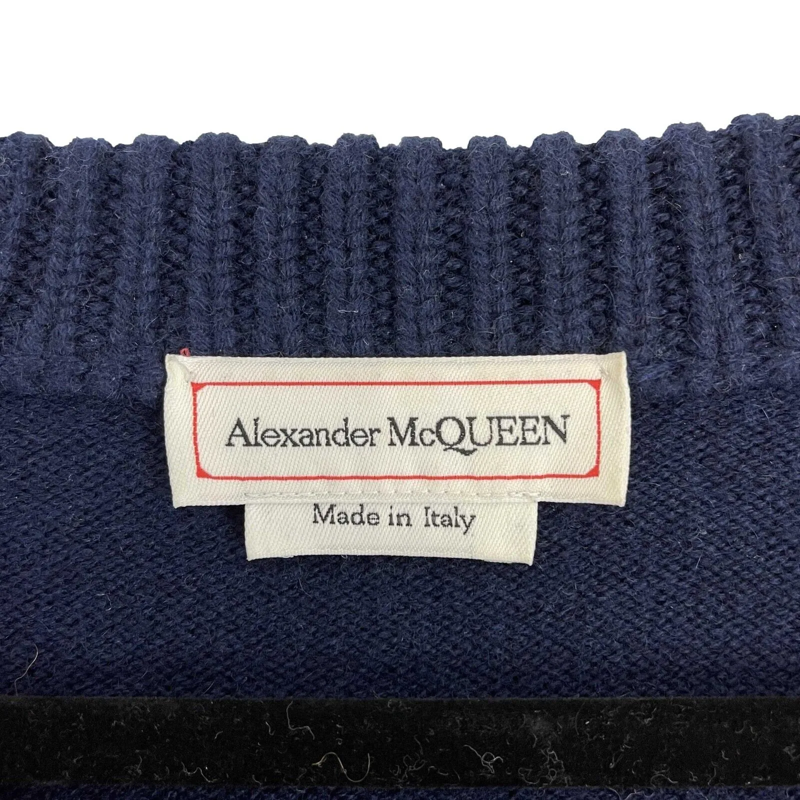 Alexander McQueen -Navy knit peplum Crew Neck Sweater - Navy Blue - Size S