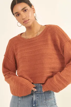 Amazingly You Textured-Stripe Cropped Sweater