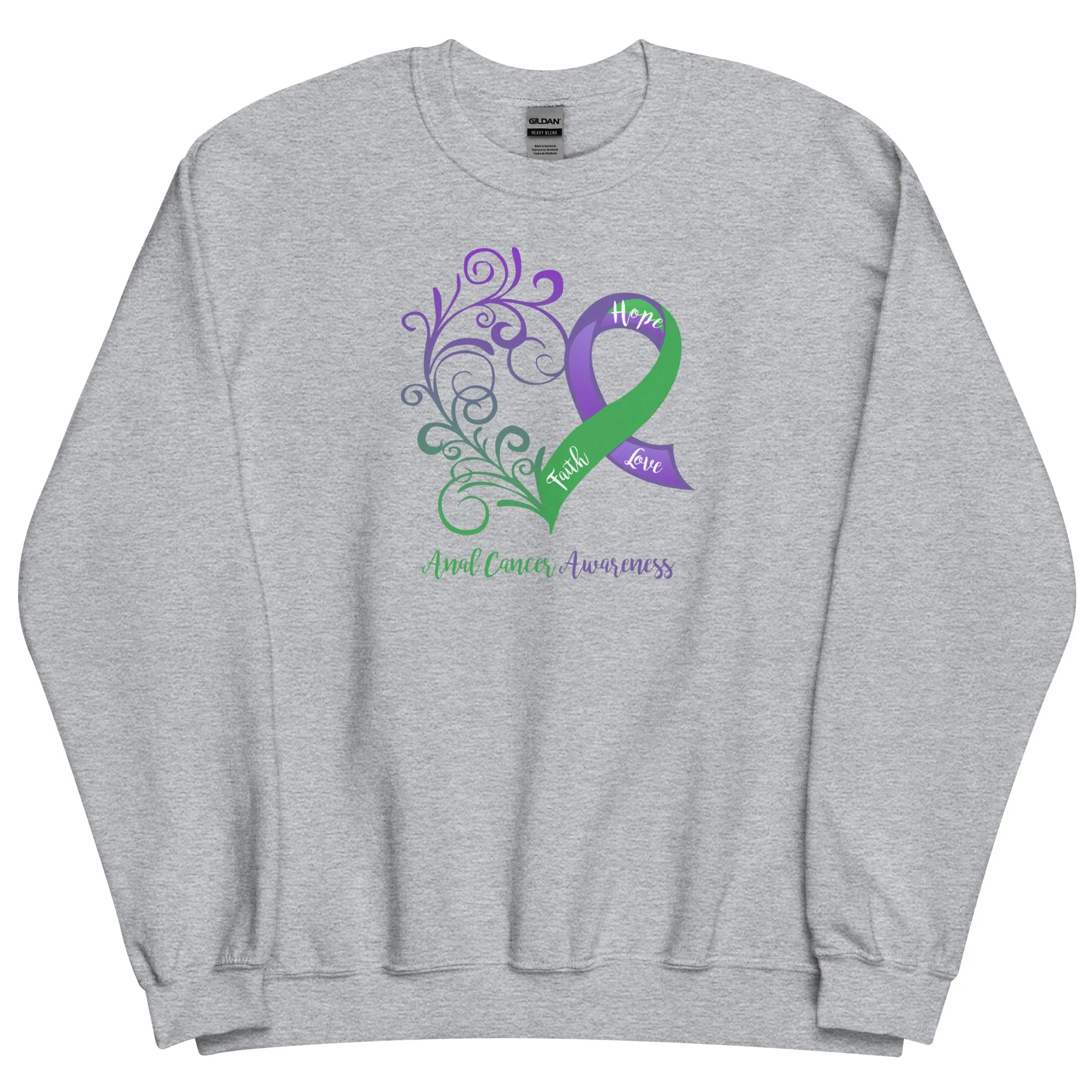 Anal Cancer Awareness Heart Sweatshirt (Several Colors Available)