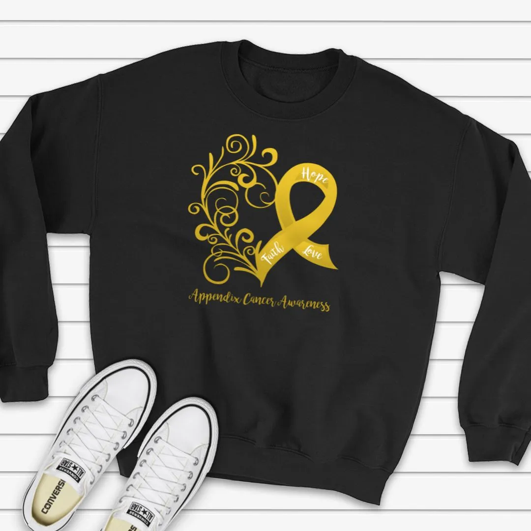 Appendix Cancer Awareness Heart Sweatshirt - Several Colors Available