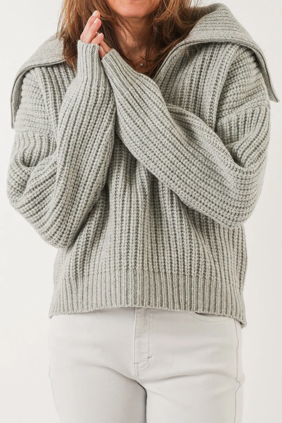 ARI 3/4 ZIP COLLAR SWEATER IN MERINO WOOL