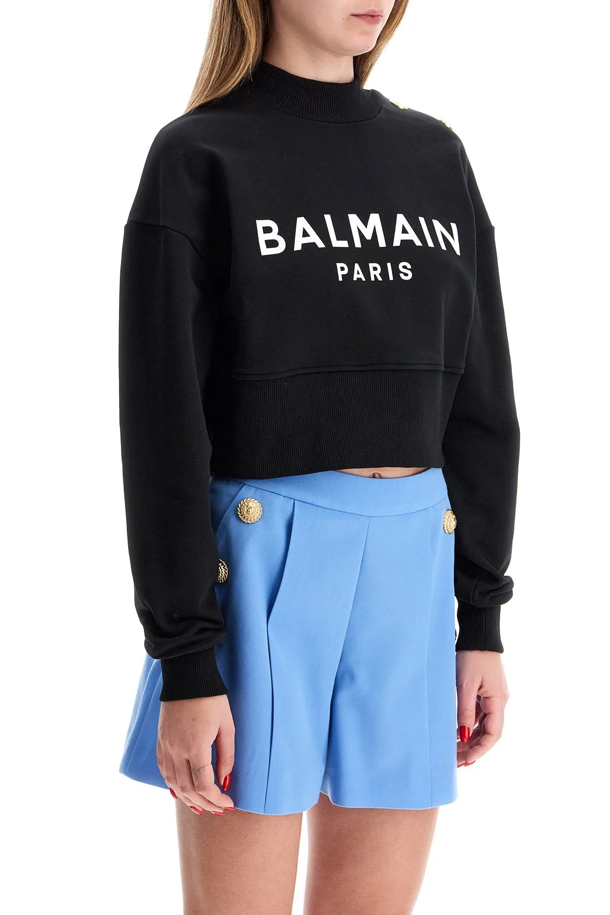 BALMAIN "cropped sweatshirt with buttons