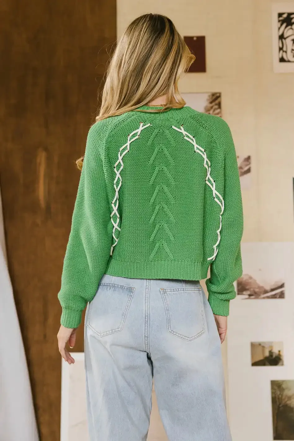 Bella Knit Sweater in Green - FINAL SALE