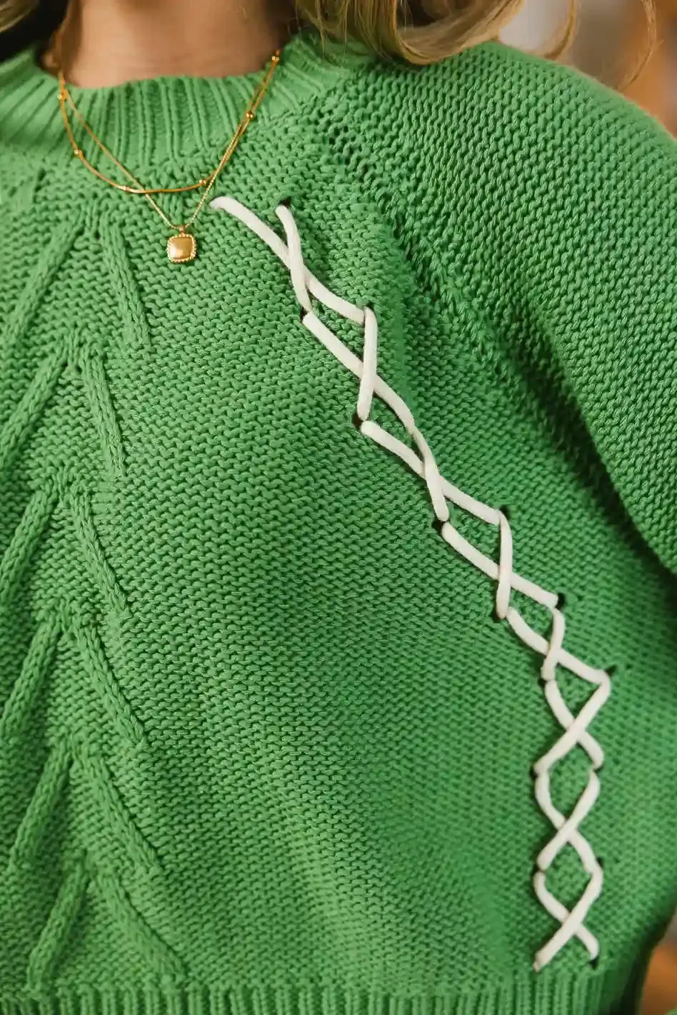 Bella Knit Sweater in Green - FINAL SALE