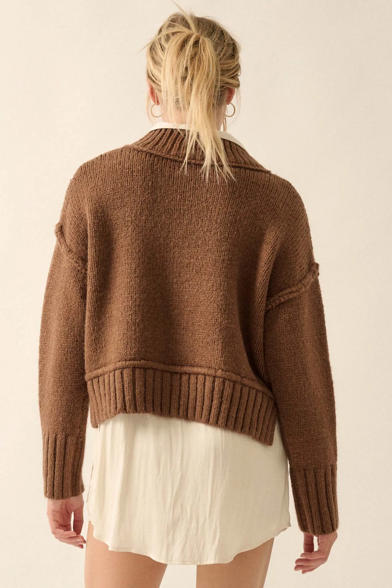 Best Life Exposed-Seam Chunky Knit Sweater