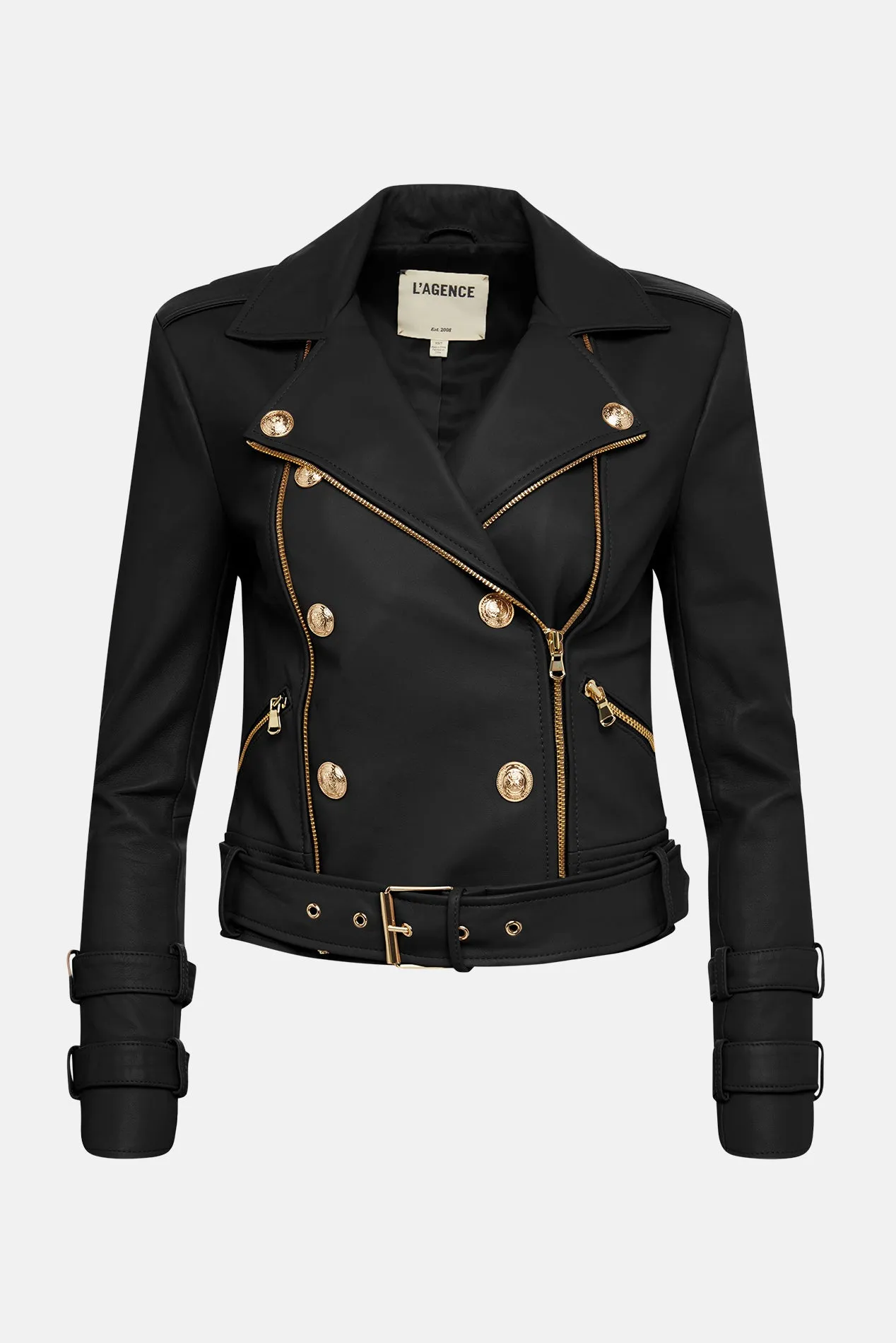 Billie Belted Leather Jacket Black