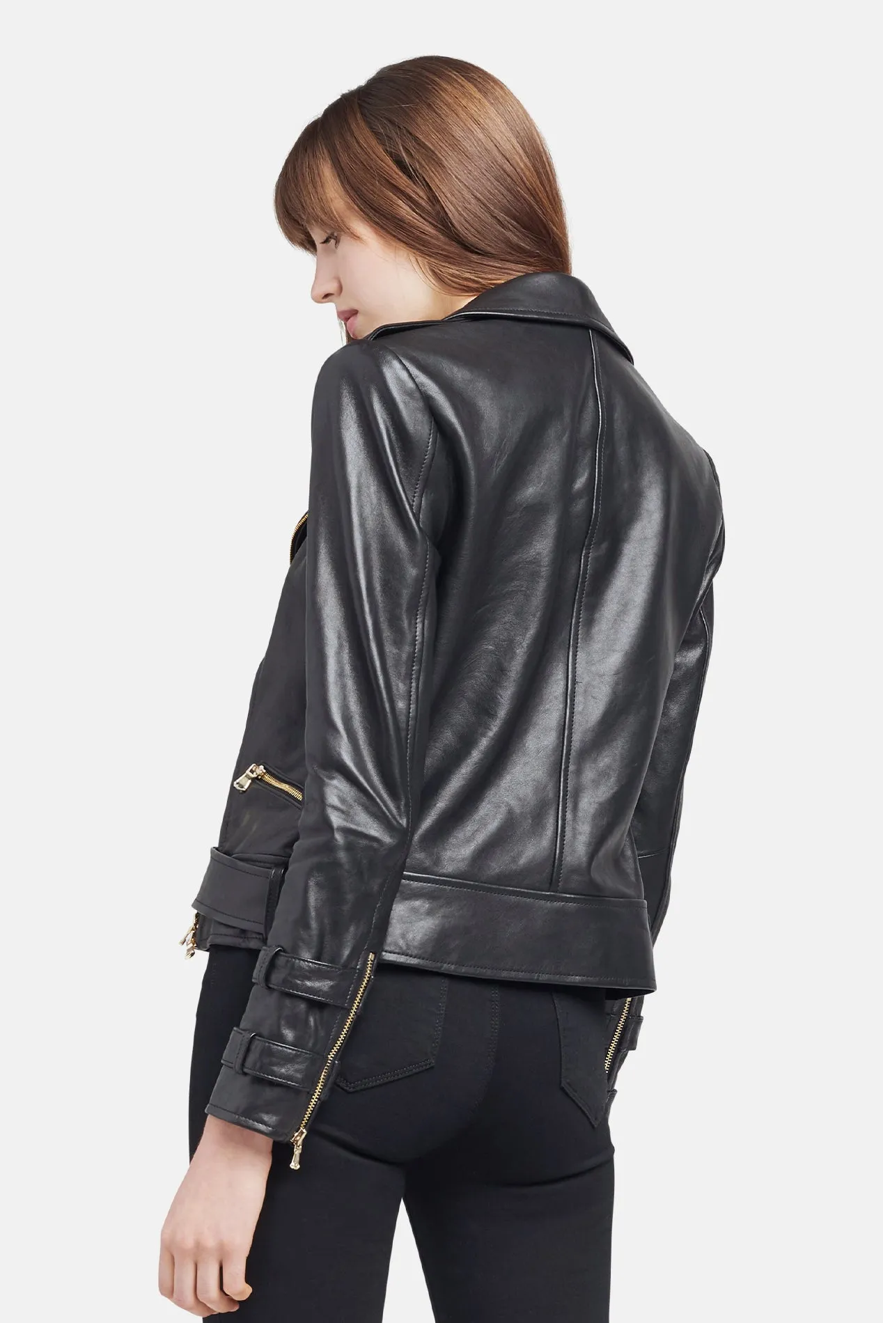 Billie Belted Leather Jacket Black