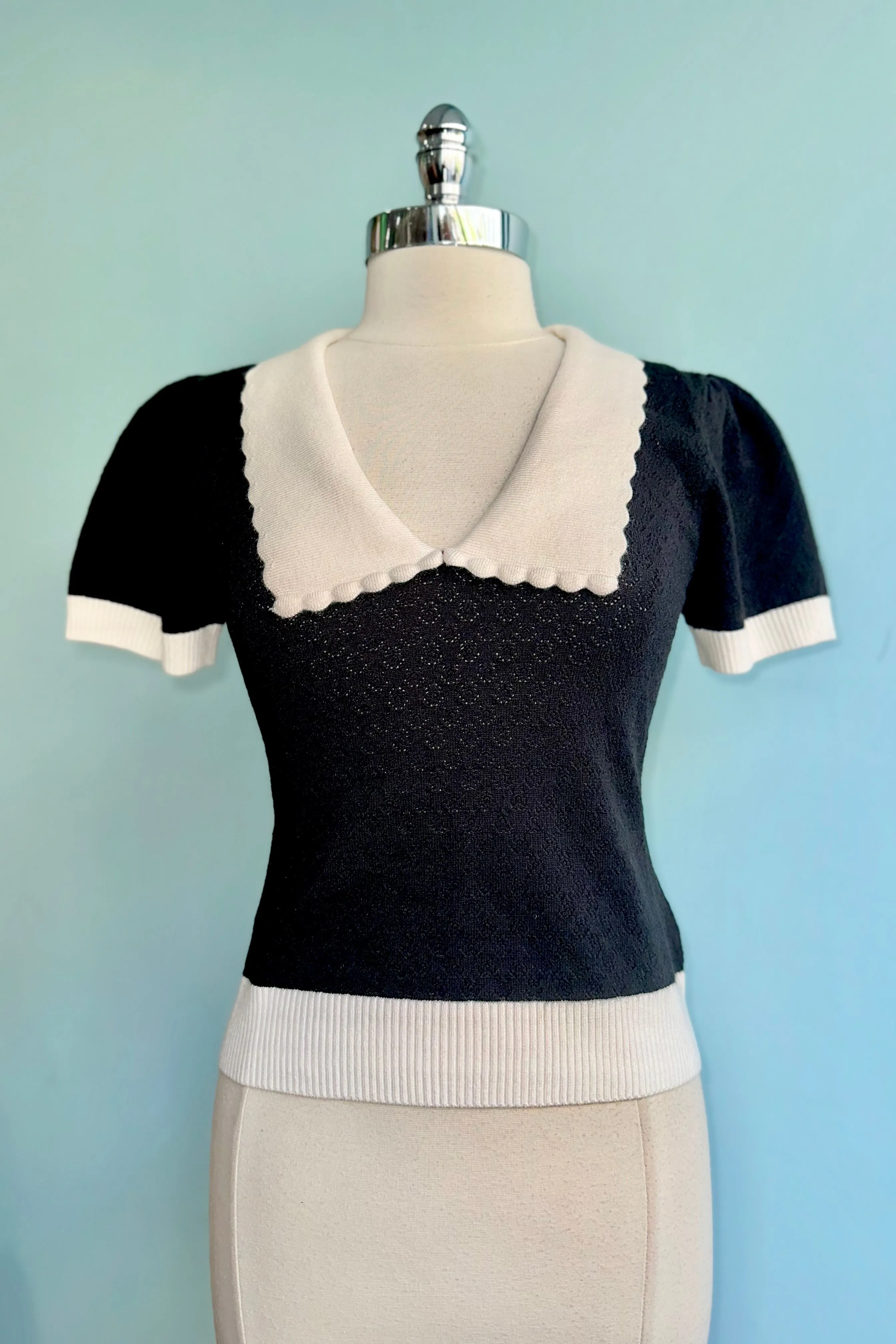 Black Collared Joanie Sweater by Hell Bunny