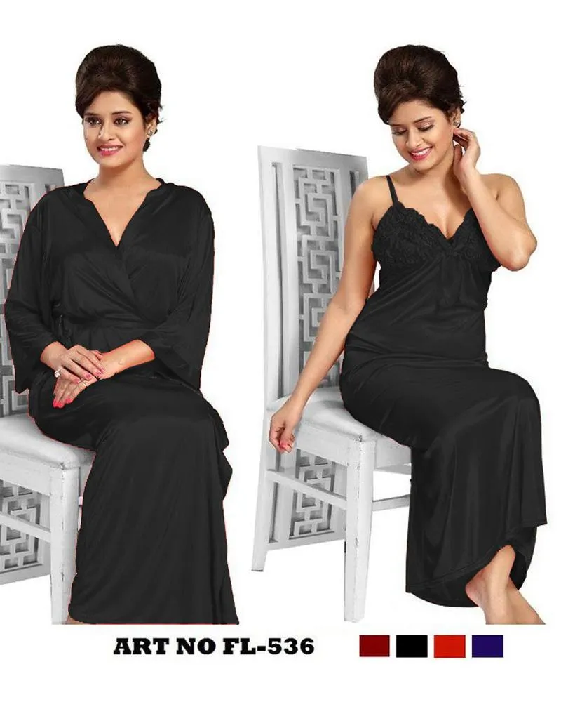 Black Nighty - FL-536 - Flourish 2 Piece Nightwear