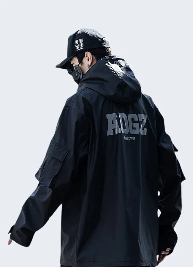 Black Techwear Windbreaker