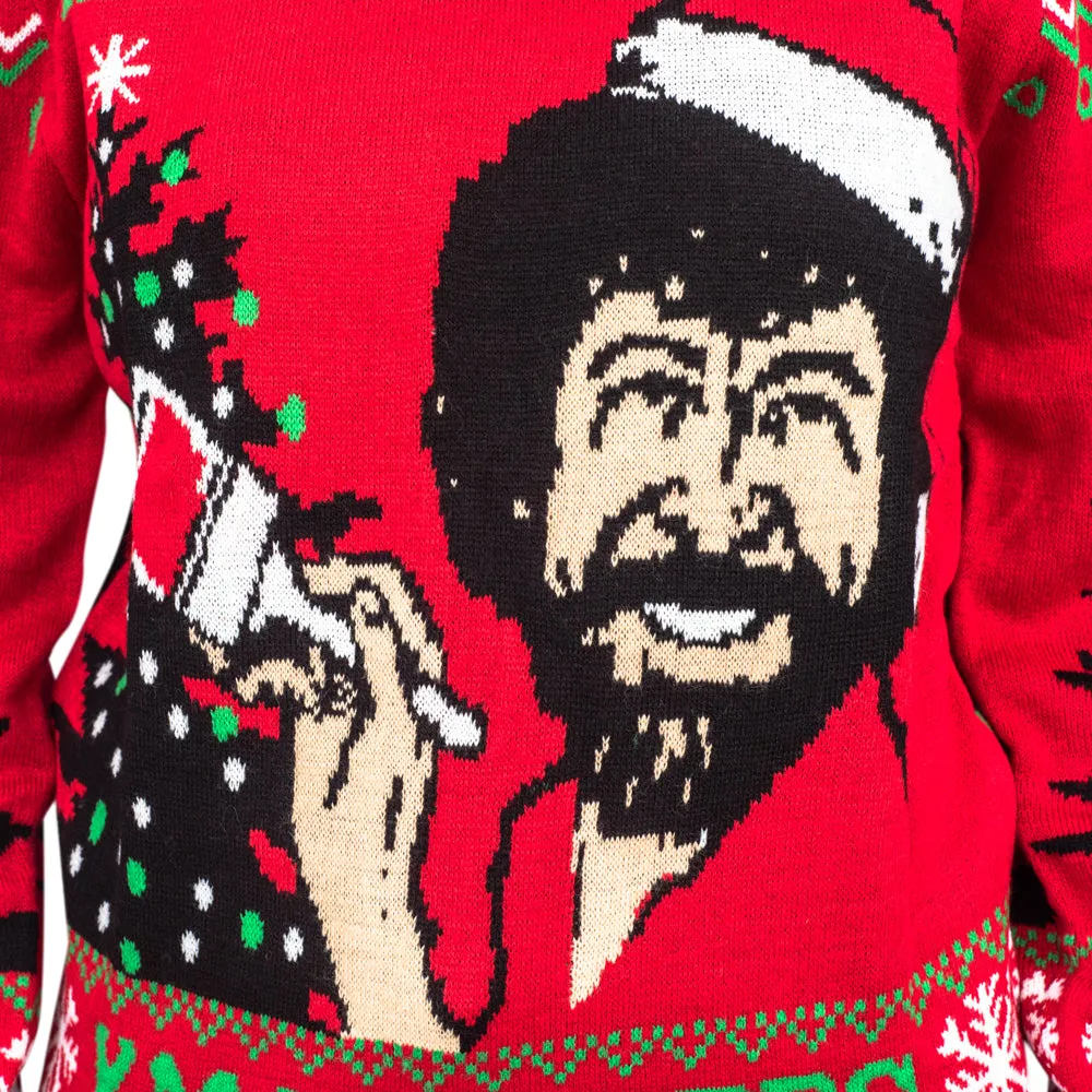 Bob Ross Happy Little Xmas Trees Ugly Christmas Sweater