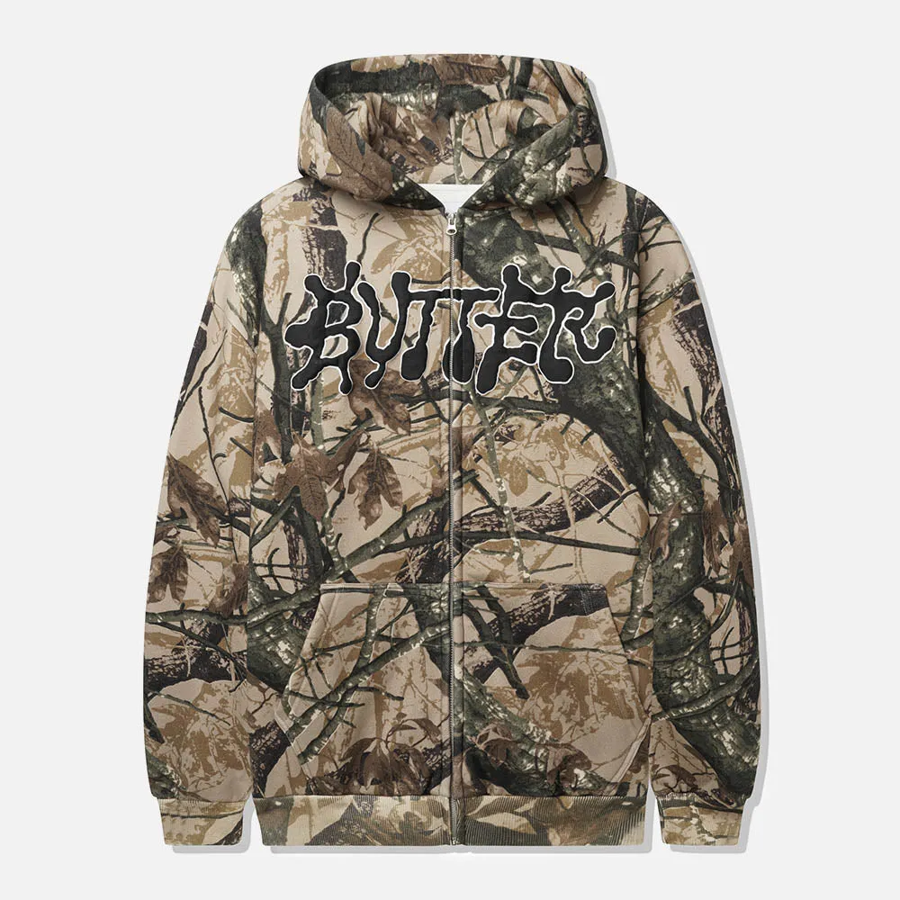 Camo print Butter Goods Ink Zip-Thru Hooded Sweatshirt- Optimize.