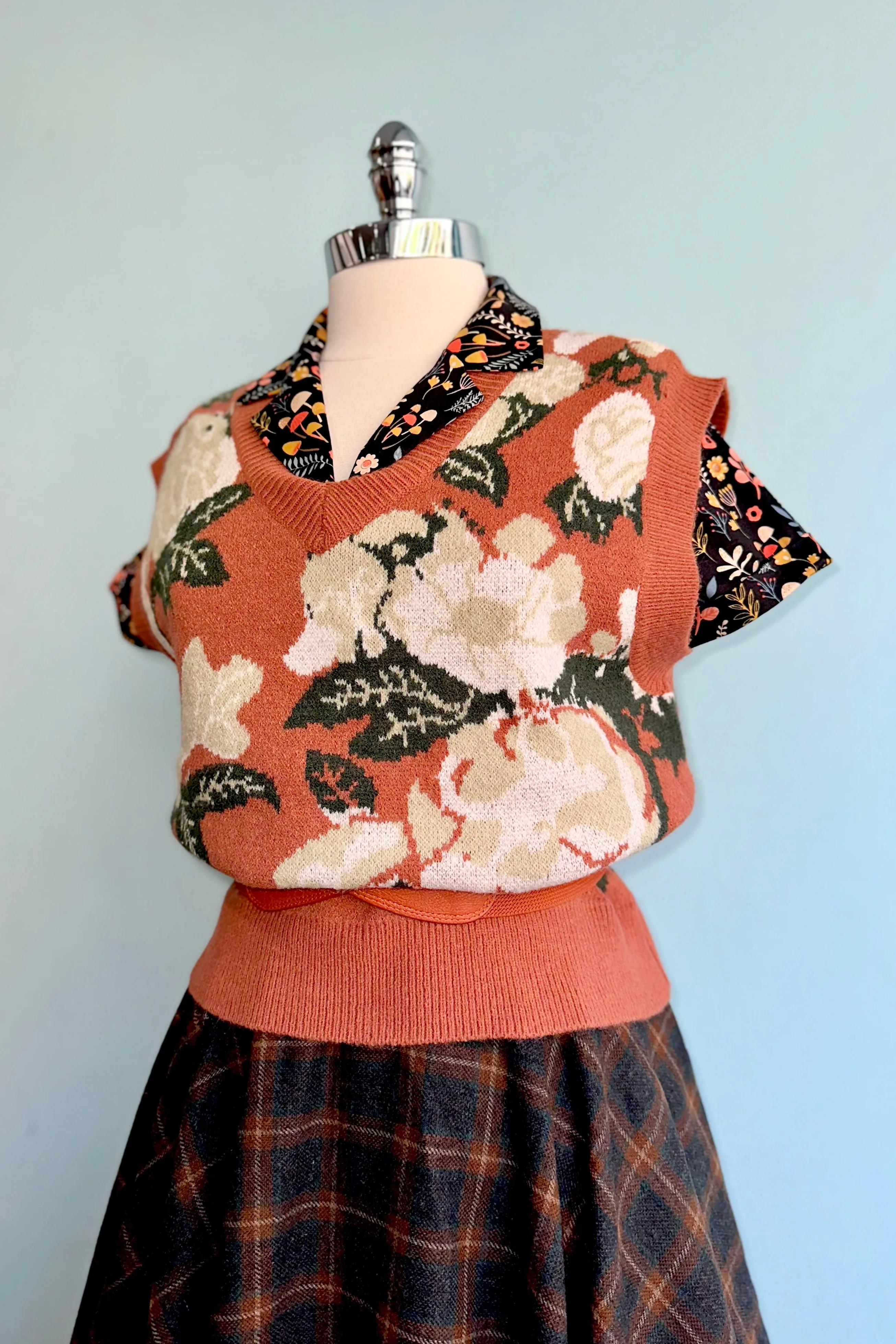 Butterscotch Floral Sweater Vest