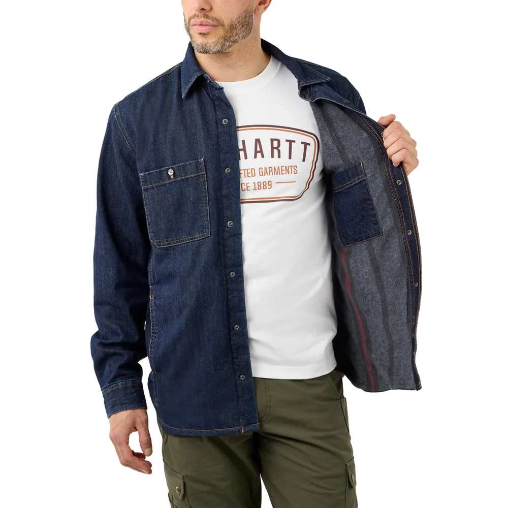 Carhartt Relaxed Fit Denim Fleece lined shirt-jac. (TJ5605)