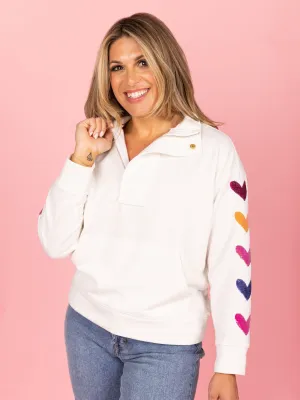 Carson Sweatshirt | White Sequin Hearts