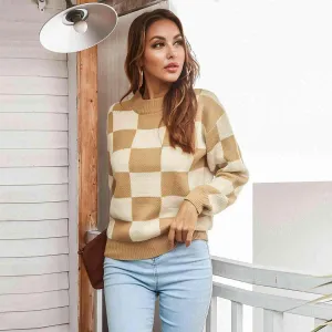 Checkered Drop Shoulder Sweater