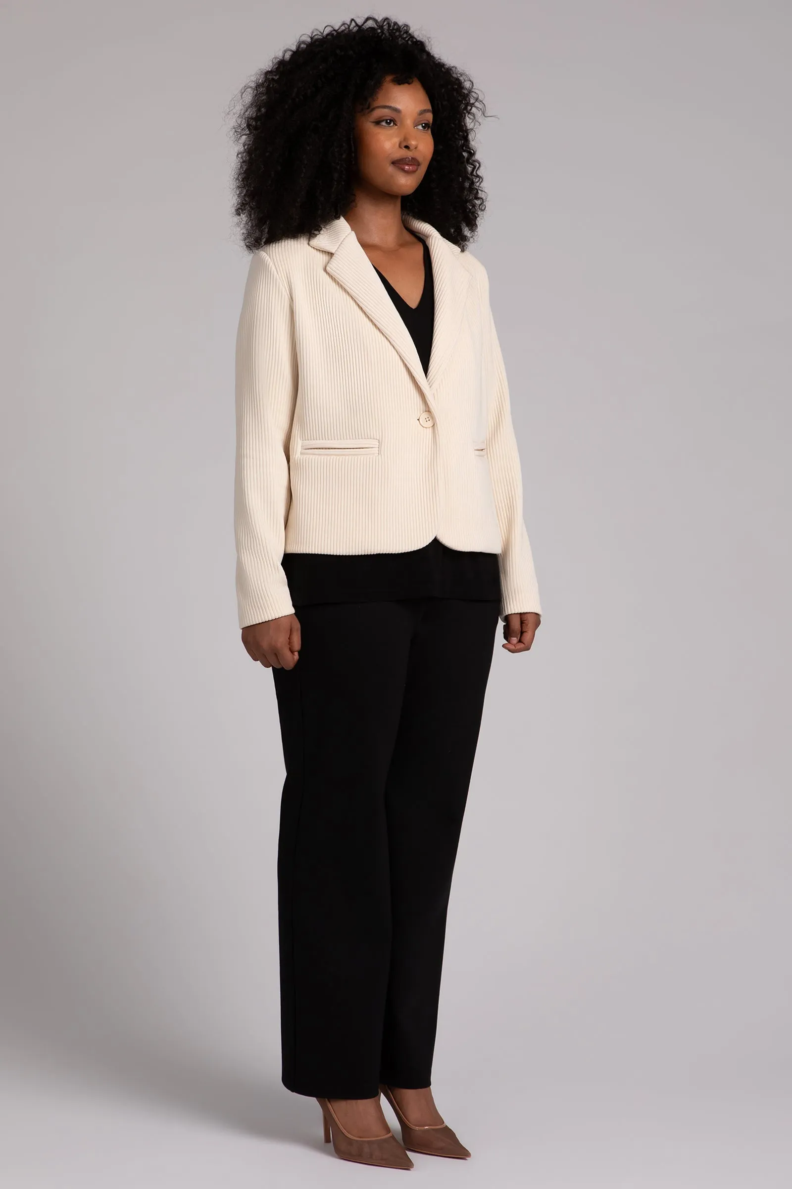 Chenille Cord Classic Blazer | Antique White