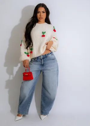 Cherry Pop Sweater Knit White