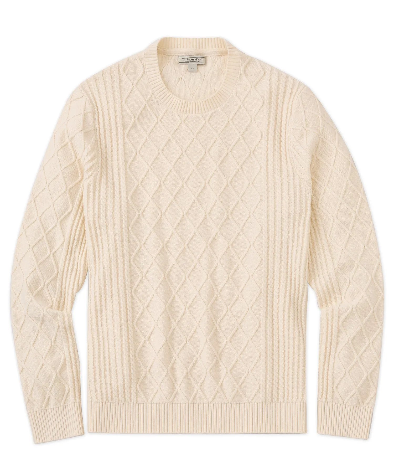 Cotton Merino Cable Crew Neck Sweater