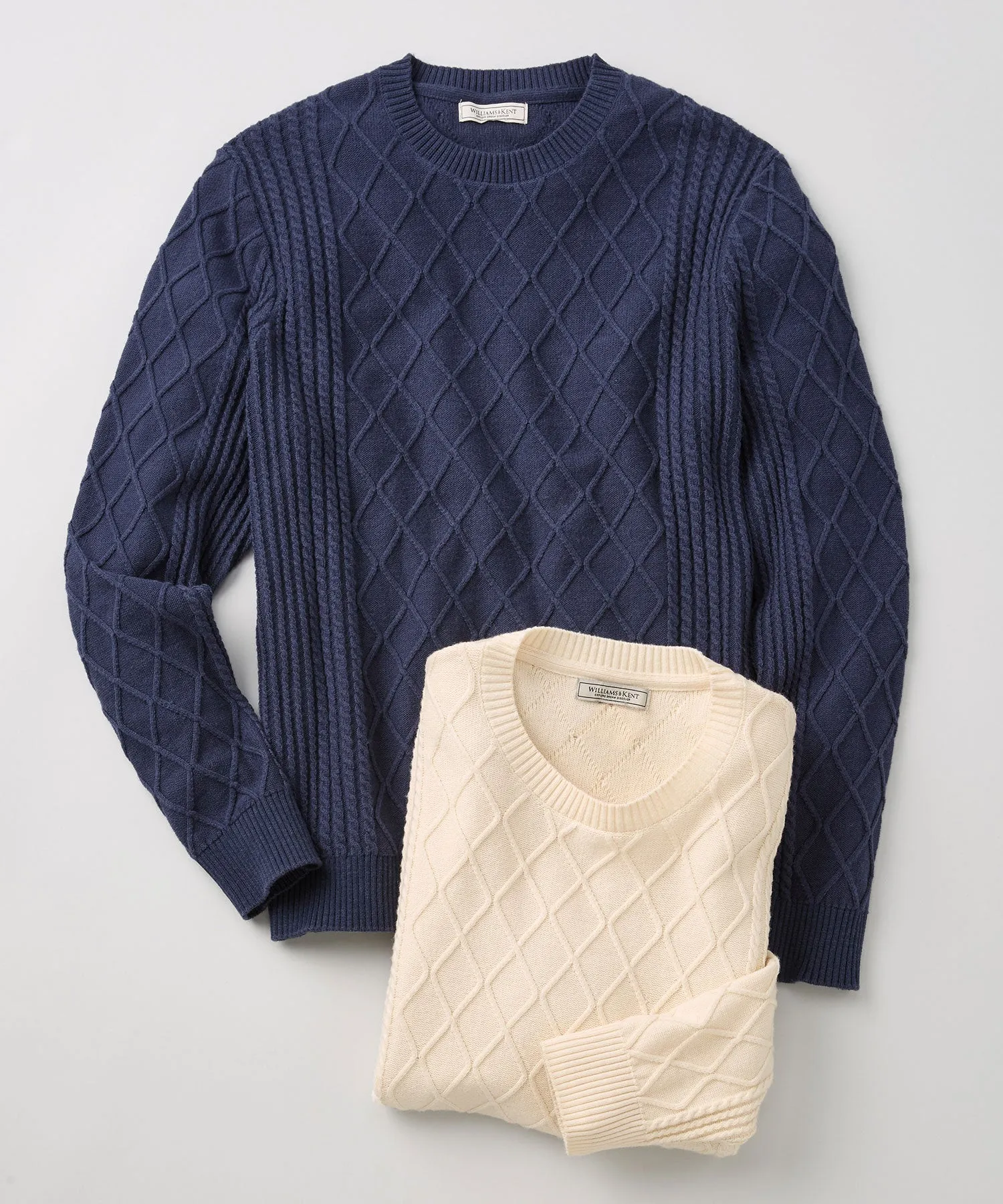 Cotton Merino Cable Crew Neck Sweater