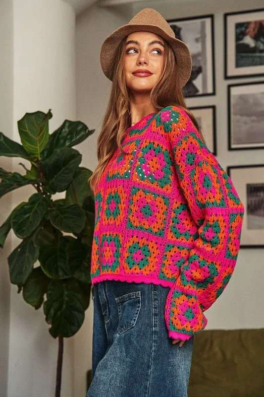 Crochet Pullover Sweater Top