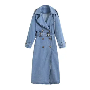 Denim Button Trench Coat