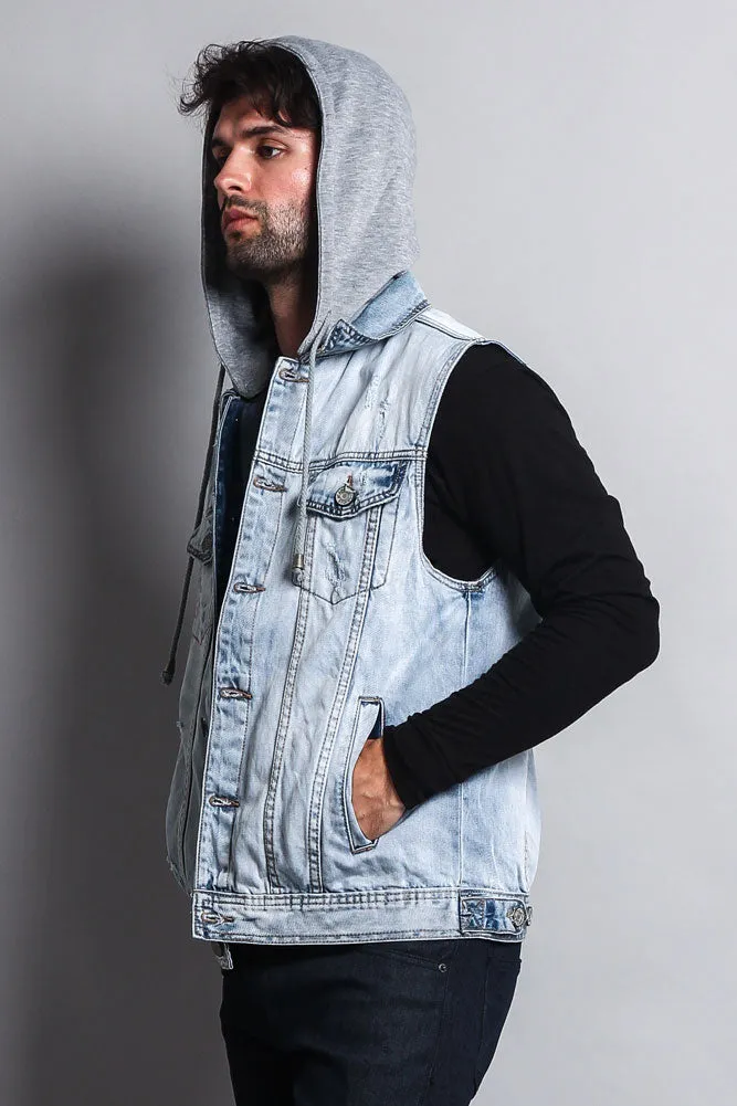 Detachable Hood Denim Vest