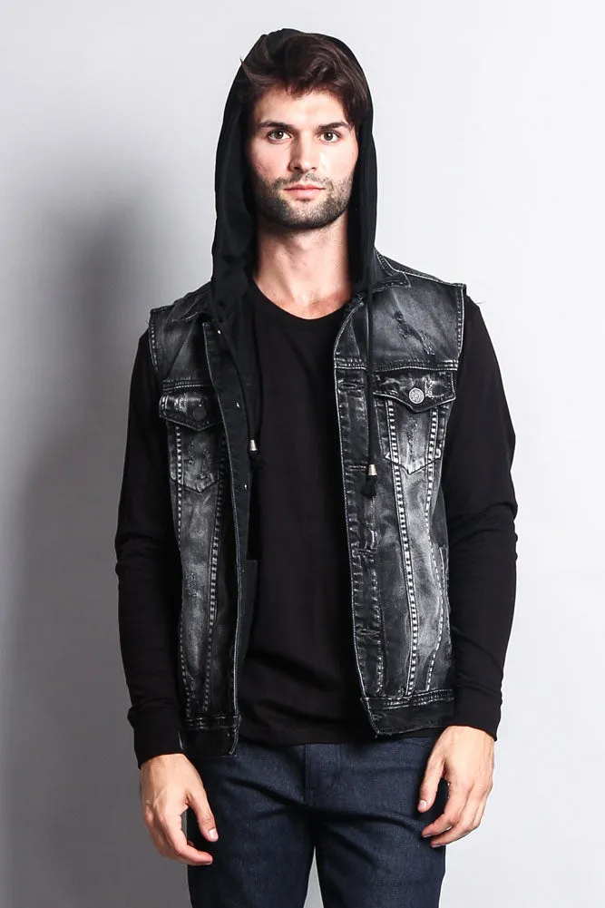 Detachable Hood Denim Vest