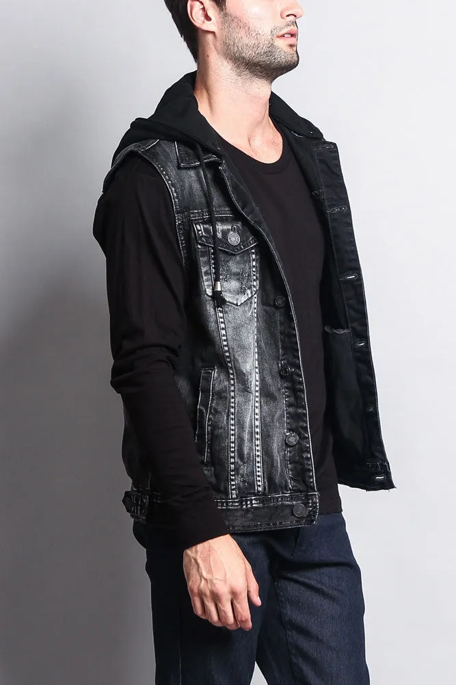 Detachable Hood Denim Vest