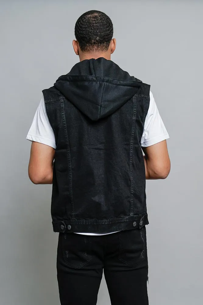 Detachable Hood Denim Vest