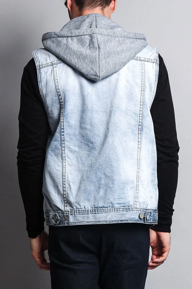 Detachable Hood Denim Vest