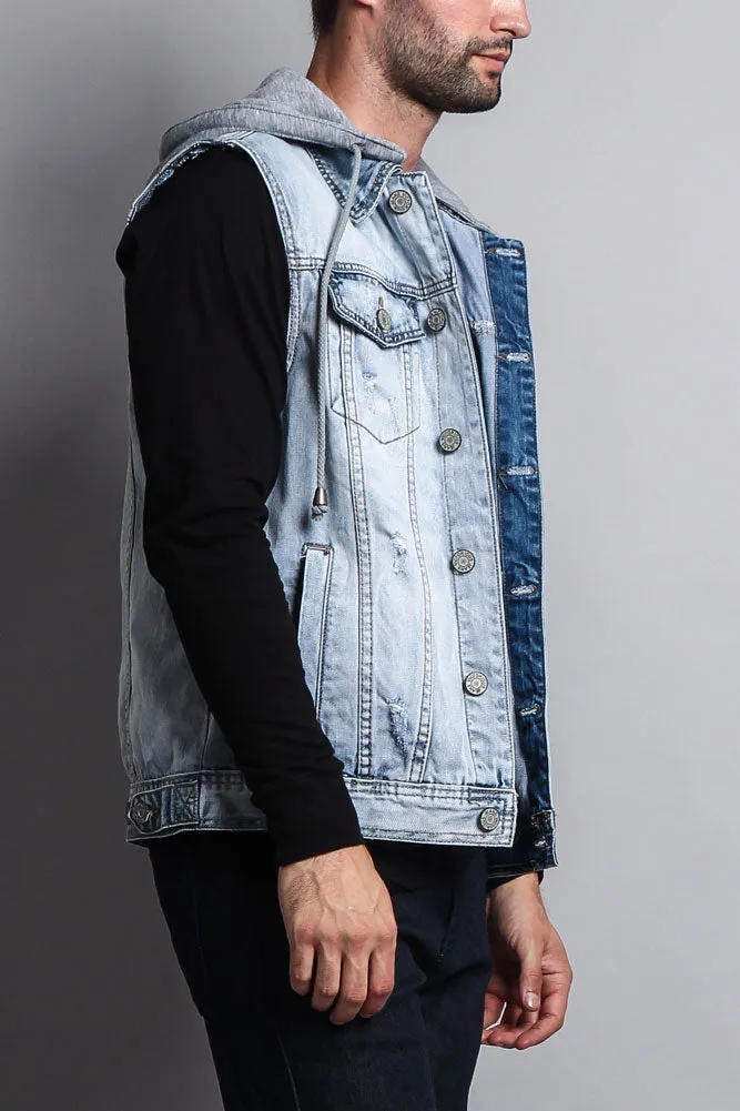 Detachable Hood Denim Vest