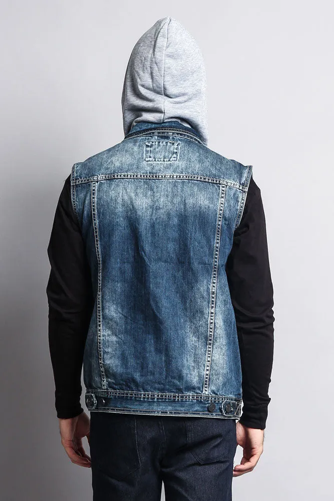 Detachable Hood Denim Vest