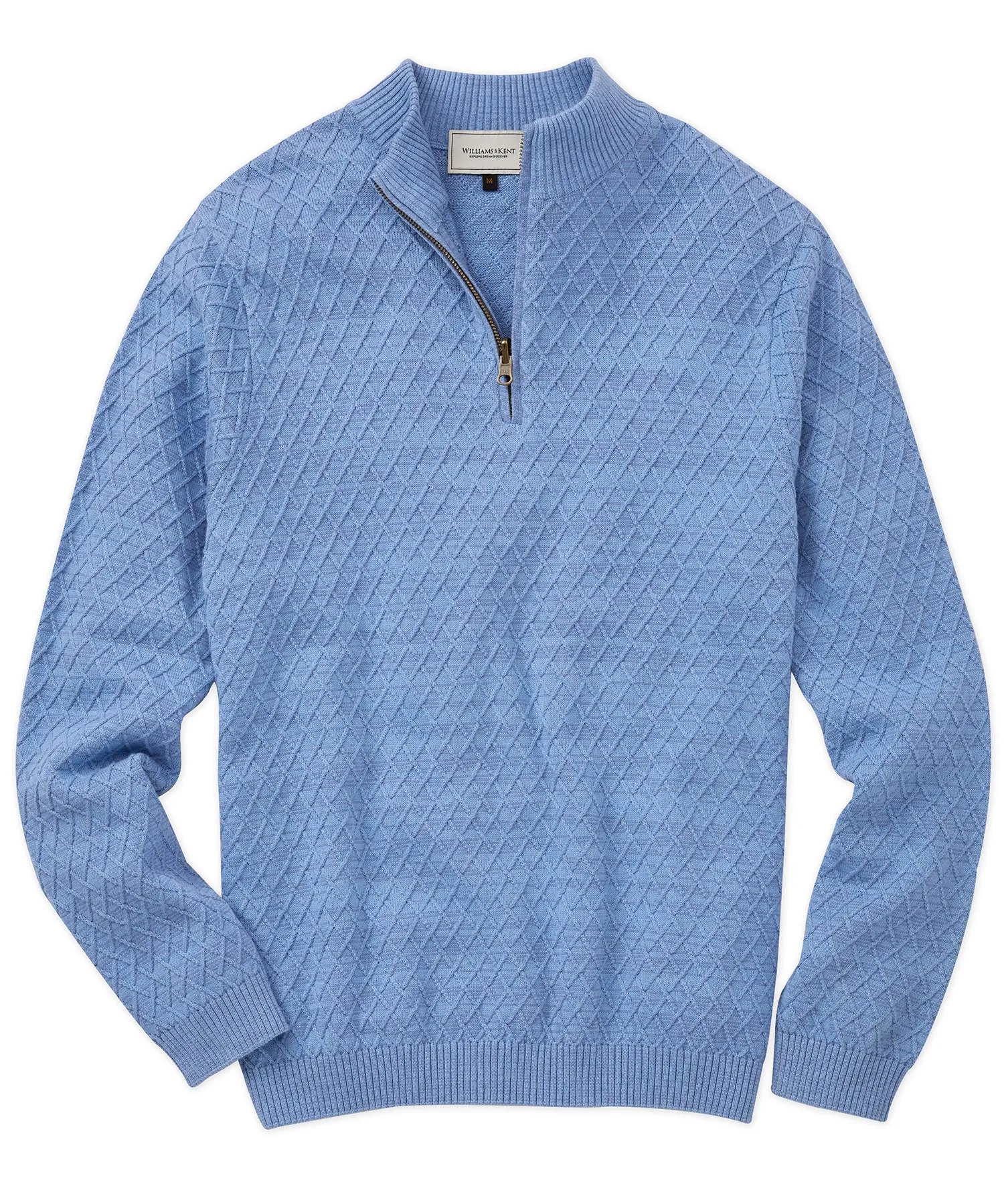 Diamond Lattice Cabled Quarter-Zip Sweater