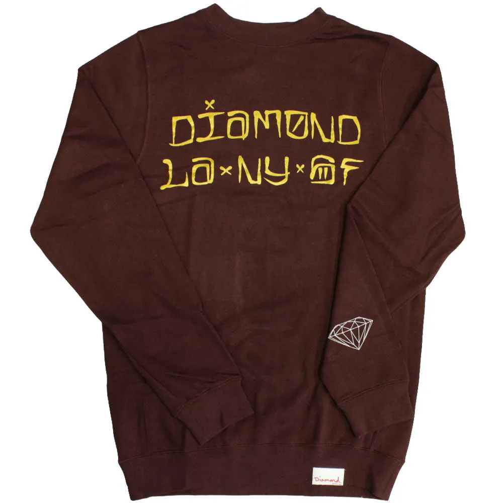 Diamond Supply Co Cities Sweatshirt Burgundy