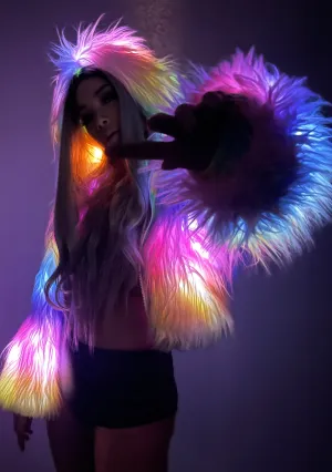 Electric Kandi Light Up Faux Fur Cropped Jacket