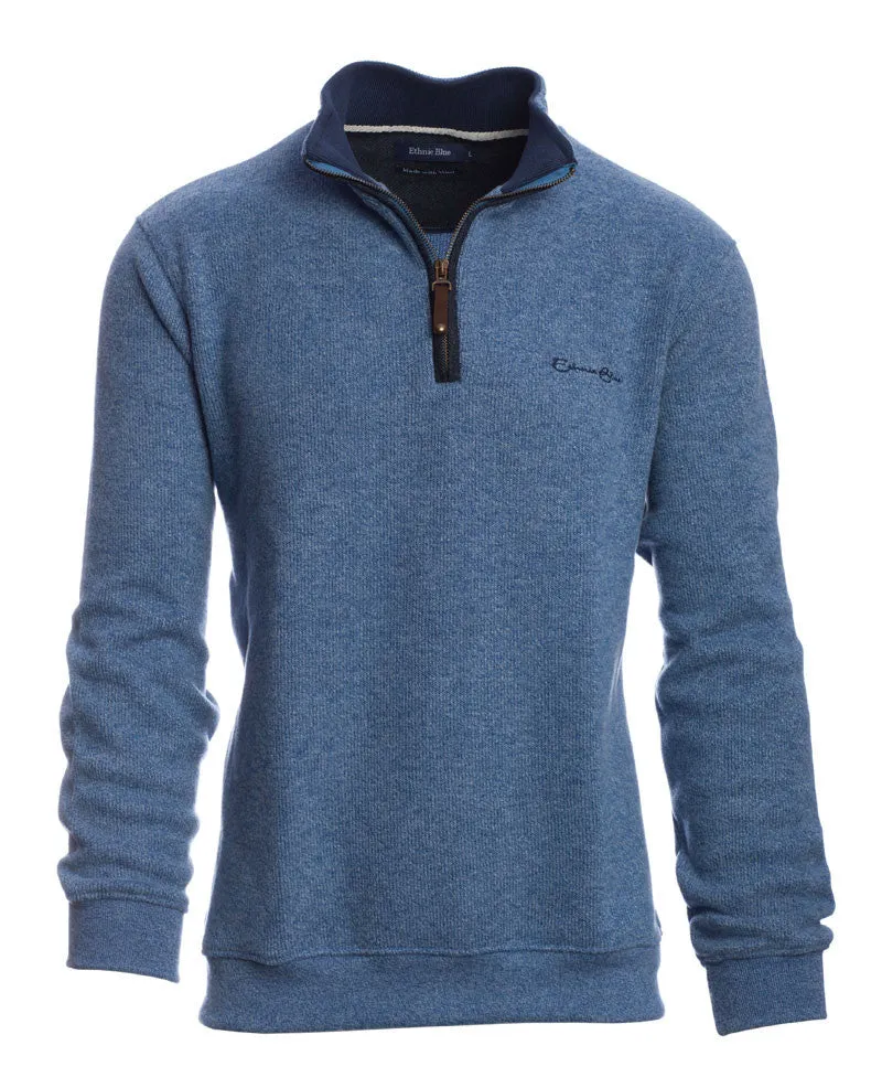 Ethnic Blue 1/4 Zip Sweater, Sky Blue