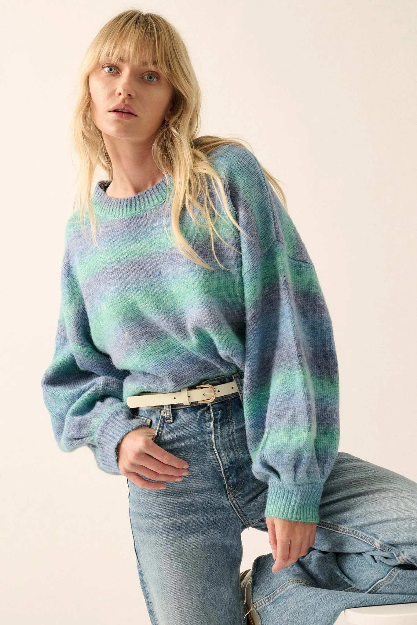 Fade Into You Ombre Striped Sweater