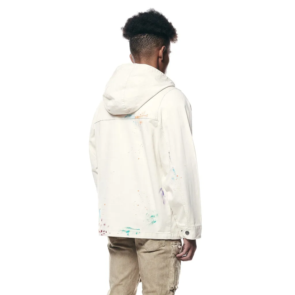 Hand Painted Utility Twill Anorak Jacket - Latte