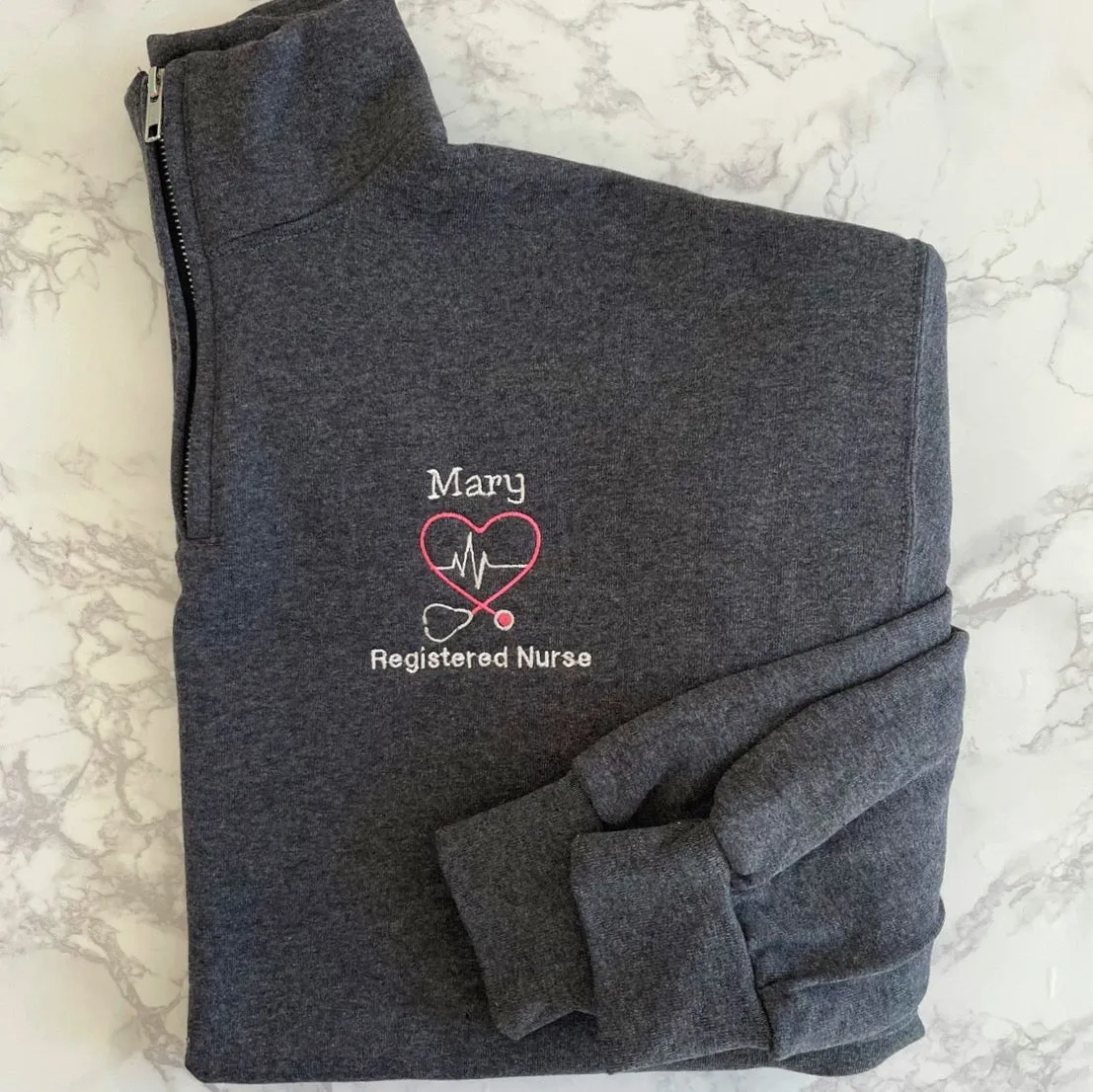 Heart Stethoscope With Heartbeat Quarter Zip Sweatshirts