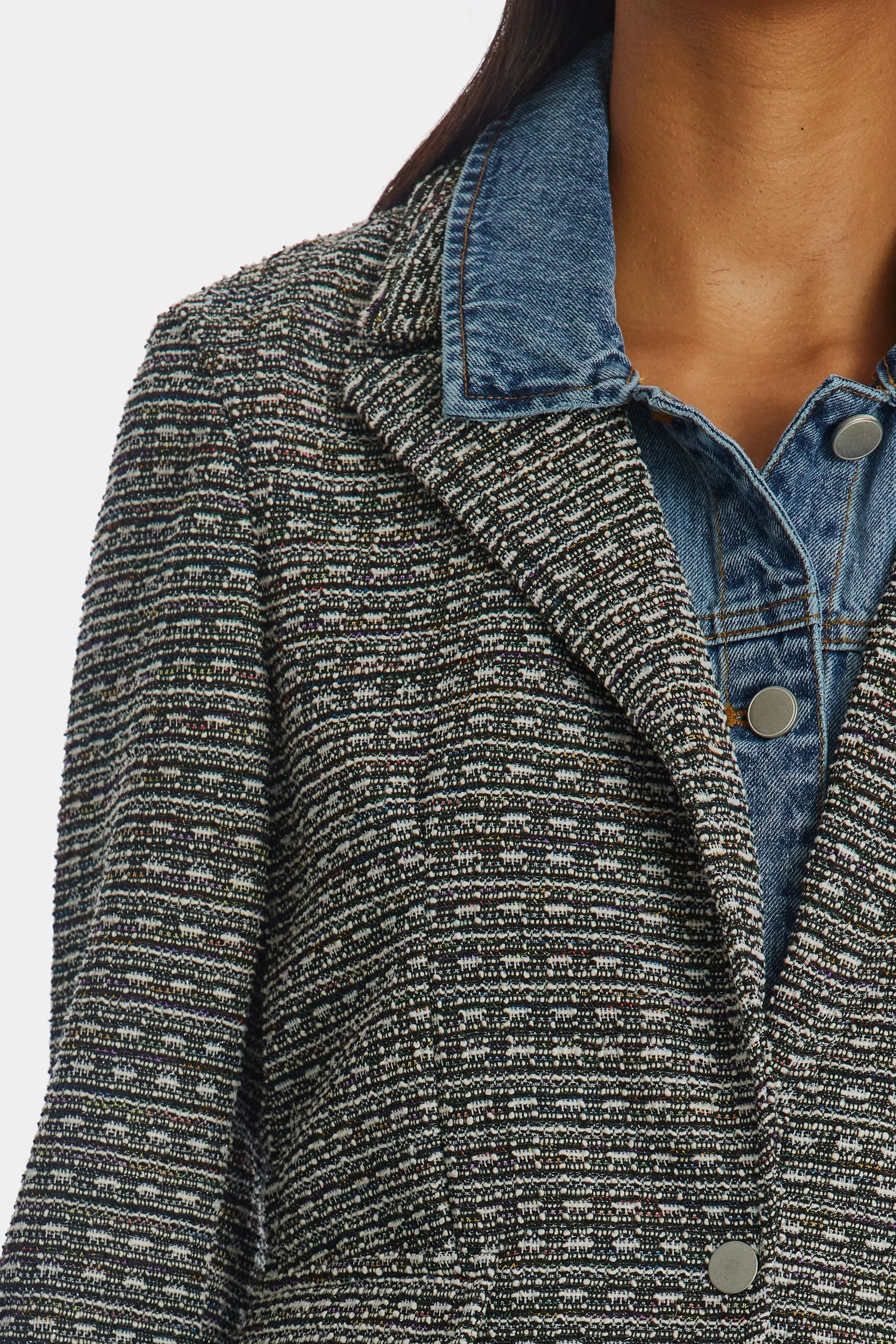 Helen Blazer In Tweed With Removeable Denim Insert