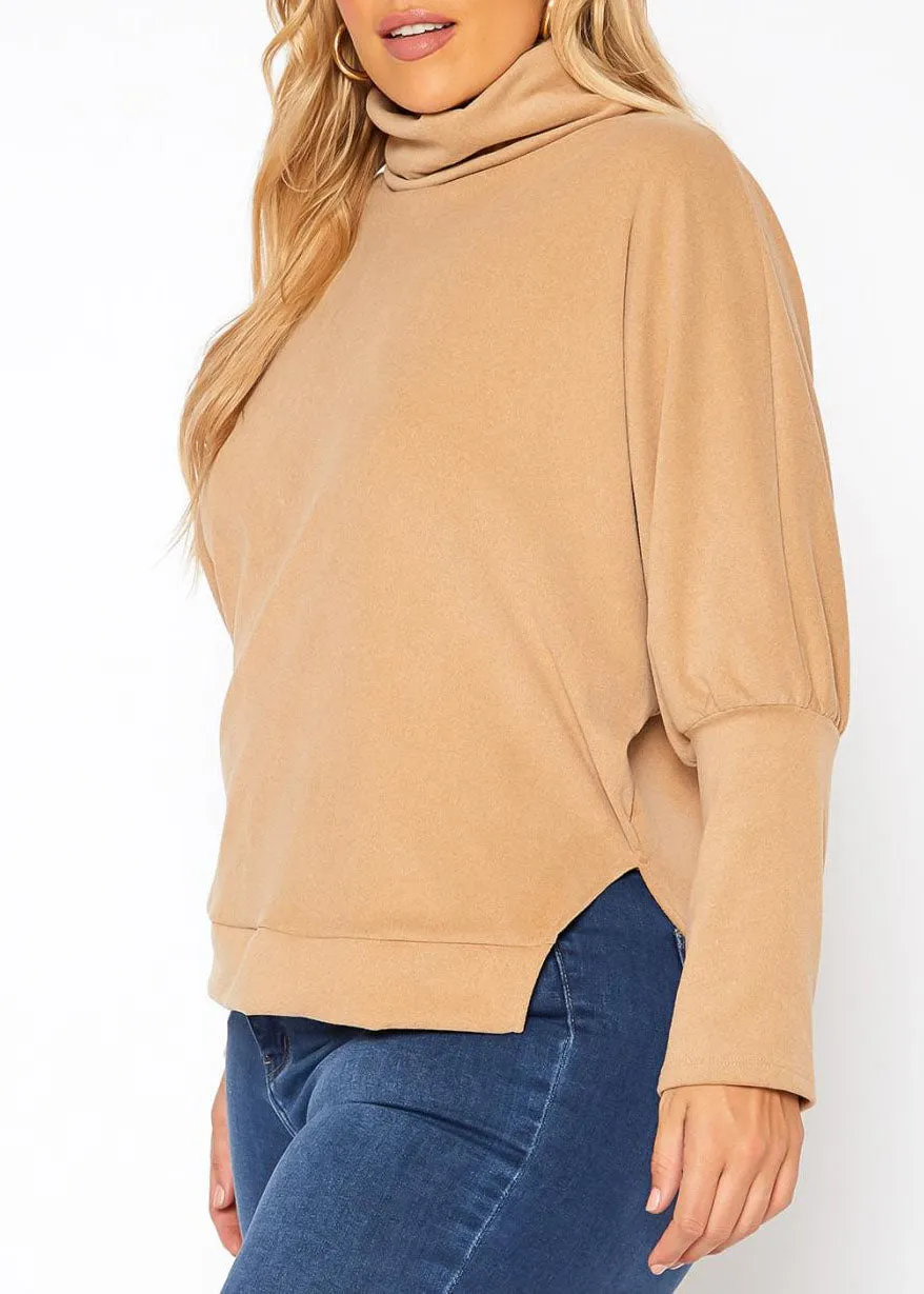 Hi Curvy Plus Size Women Funnel Neck Sweater