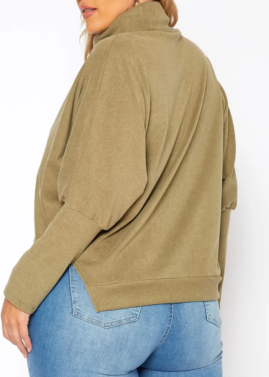 Hi Curvy Plus Size Women Funnel Neck Sweater